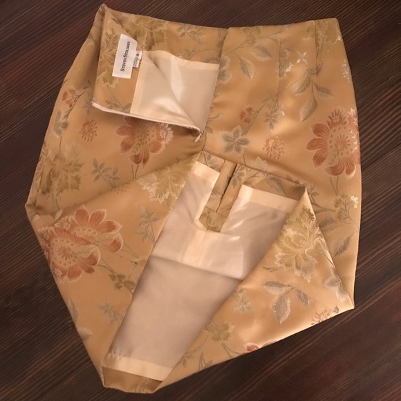 Steven Stolman Gold Silky Floral Skirt - Picture 2 of 6